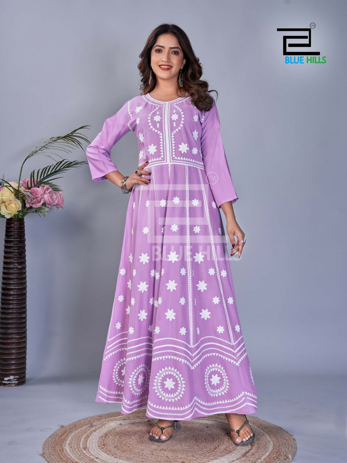 Rashmika By Blue Hills Sequence Work Rayon Long Anarkali Kurtis Wholesale Price In Surat